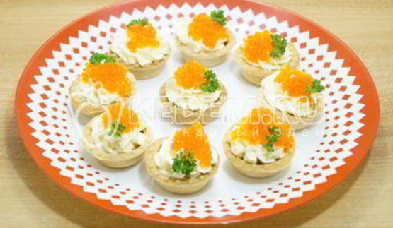 тарталетки с красной икрой