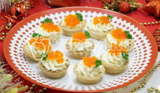 тарталетки с красной икрой