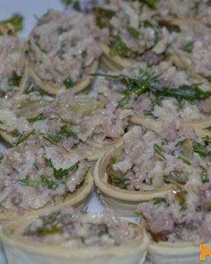 Тарталетки с печенью трески