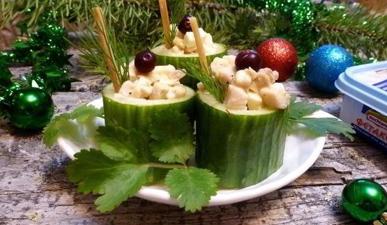 закуска огуречные стаканчики с курицей