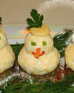 Закуска Снеговики к новогоднему столу
