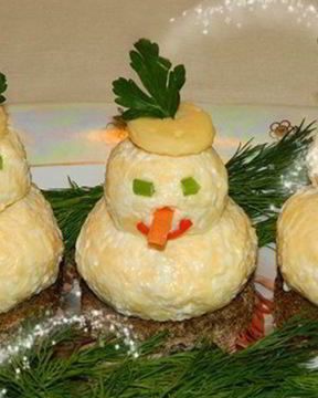 Закуска Снеговики к новогоднему столу
