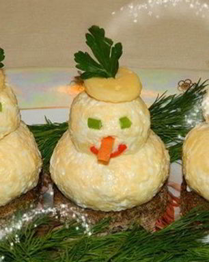 Закуска Снеговики к новогоднему столу