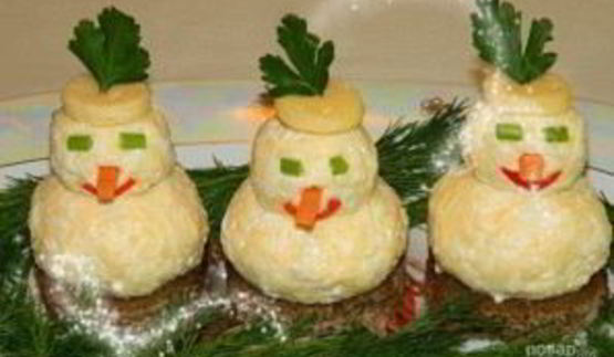 закуска снеговики к новогоднему столу